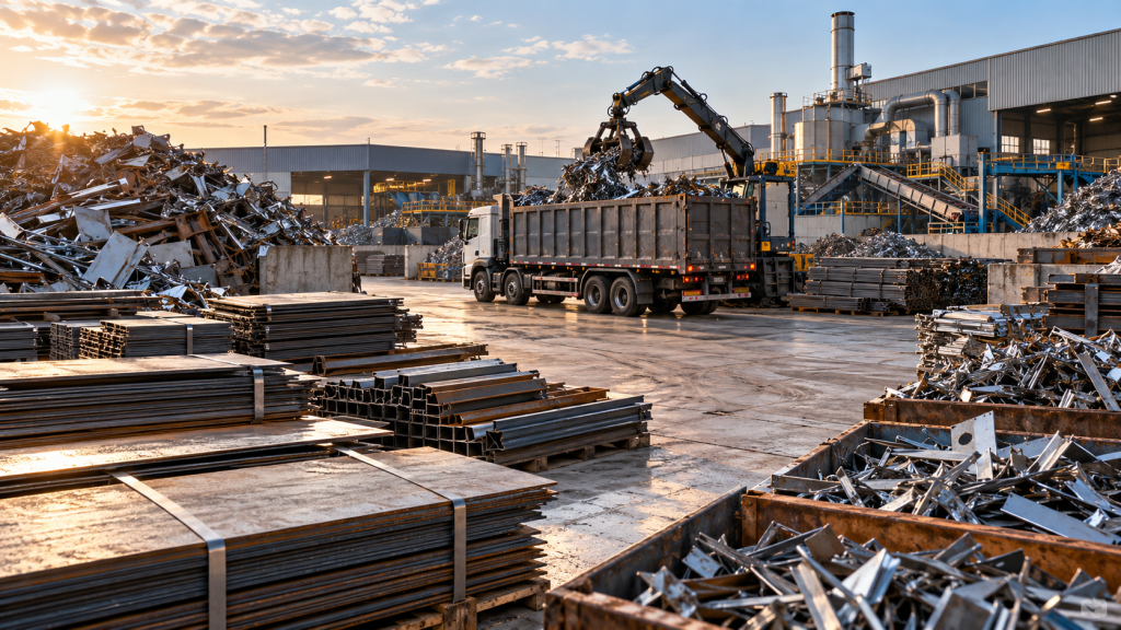 Chaparia acumulada em pátio industrial pronta para coleta e transformação em capital de giro.